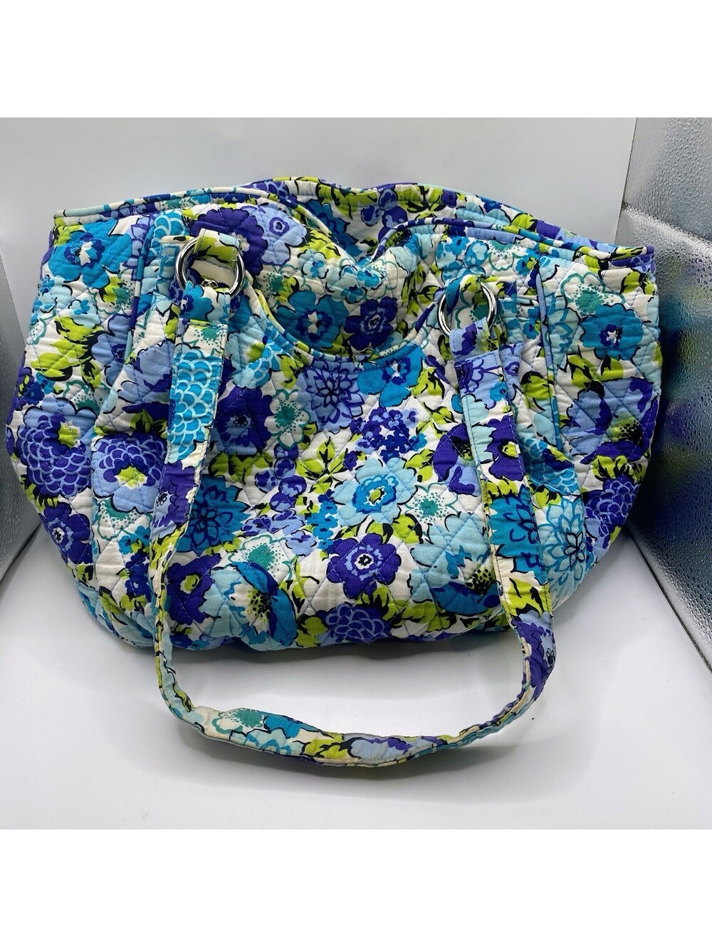 Vera Bradley Mandy Shoulder Bag Blueberry Blooms Quilted Cotton Floral Retired